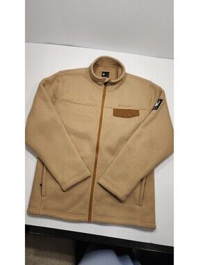 Spyder Large Men Sherpa Fleece Jacket Tan Full Zip Waffle Outdoor Winter Jacket